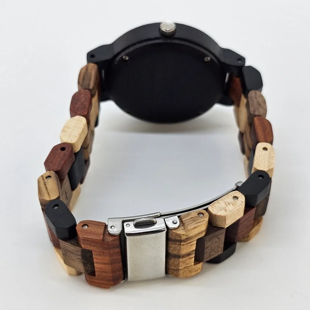 Men's Analog Wood Watch 40MM Multicolor Dial Bracelet Band 7